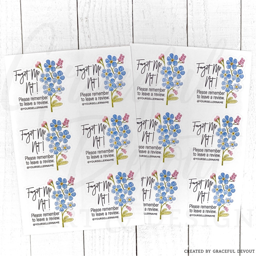 Forget Me Not! -  2" (inches) (48ct.) Stickers - Picture 6 of 8